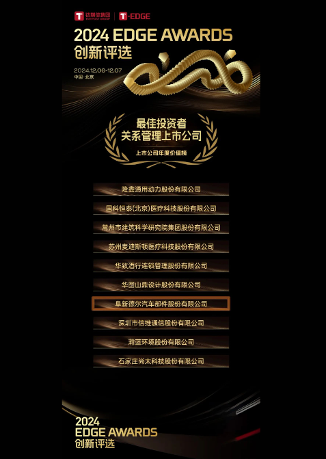 AG真人平台股份获钛媒体集团2024年T-EDGE全球创新评选「最佳投资者关系管理上市公司」奖项(图2)